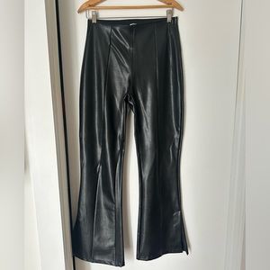 Abercrombie Curve Love Vegan Leather Split-Hem Flare Pants Black Size Medium